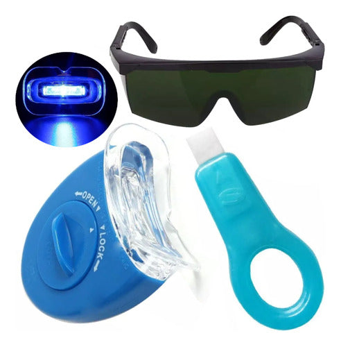 Kit Blanqueador Dental Whitening Luz Led Uv + Gafas + Tiras 0