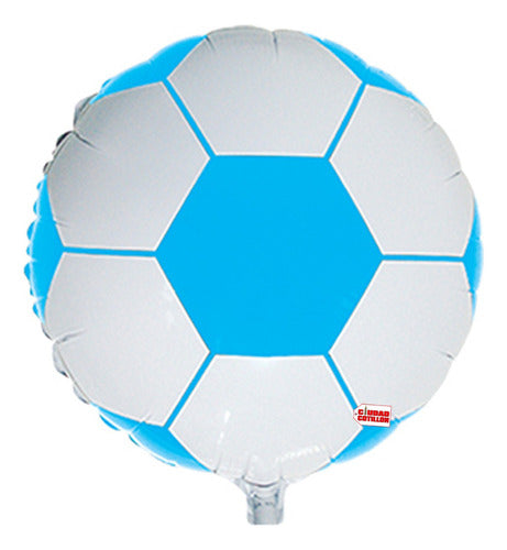 Ovni Balloons Metallic Sky Blue Soccer Ball Balloon - 18 Inches 0