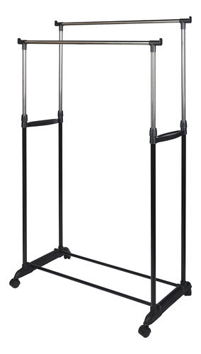 Metal Double Adjustable Height Clothes Rack 0