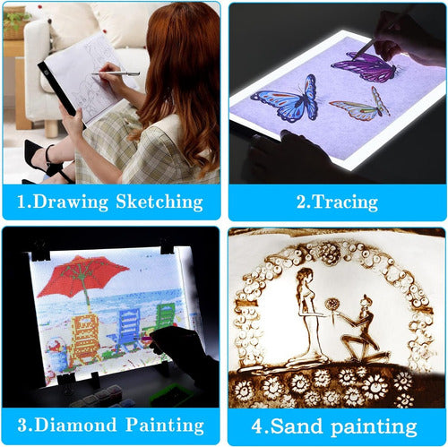 Artdot Kit Diamond Painting Luz Led A4 + Atril Super Completo 1