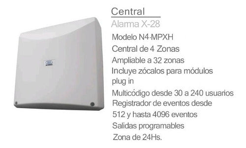 X-28 Alarmas Central Alarma Casa 4 Zonas N4 MPXH 1