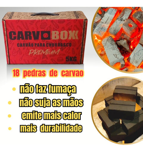 5 Caixas De Carvão Para Churrasco Briquete Premium S/ Fumaça 1