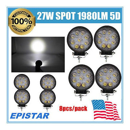 8pcs 27w 9 Leds Led Spot Luz De Trabajo Conducir Redondo Ant 1