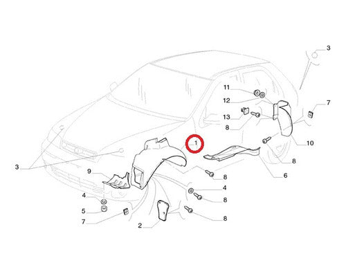 Guardaplast Pasarueda Delant Der Fiat Palio Siena 01-04 Orig 2