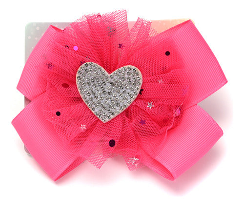 Mini Lucy Hair Bow Heart Tulle Bulk Dozen 1