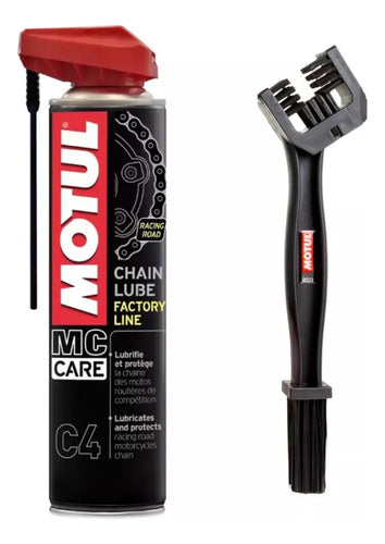 Motul Kit Moto Limpia Cadena Lubricante + Cepillo Motul C4 Ig 0