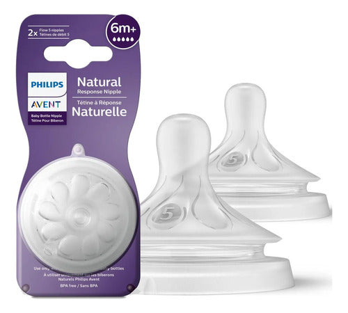 Philips Avent Natural Response 2 Teats +6m for Baby Bottle 0