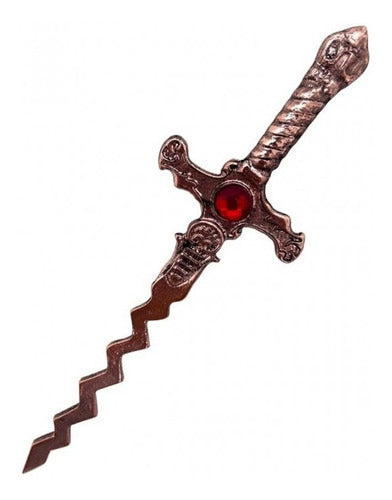 Athame De Metal Iansã Cobre Velho Pedra Vermelha 16,5cm 0