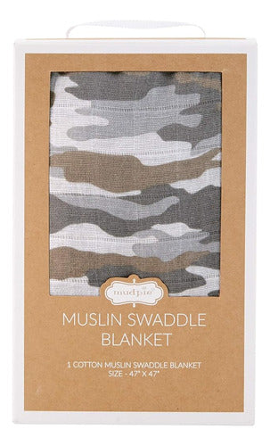 Mud Pie Camouflage Muslin Blanket, 47 x 47 1