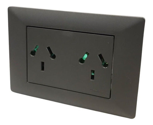 Set of 5 Cambre Siglo 22 Black Double Outlet Light Switch Pack 1