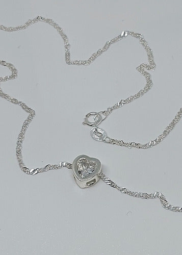 Heart Pendant Chain with 6mm Cubic Zirconia 925 Silver 1