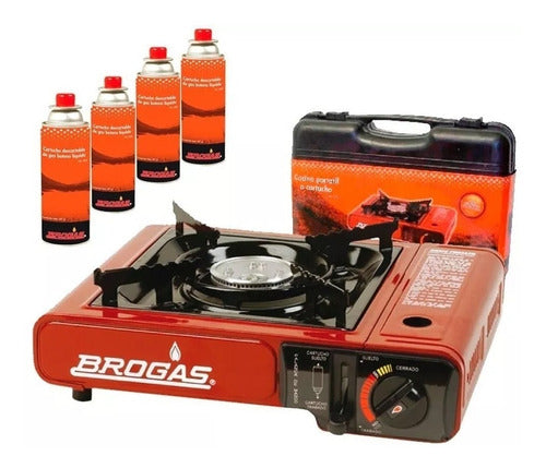 Brogas Portable Butane Gas Stove + 4 Cartridges + Carry Case! 0