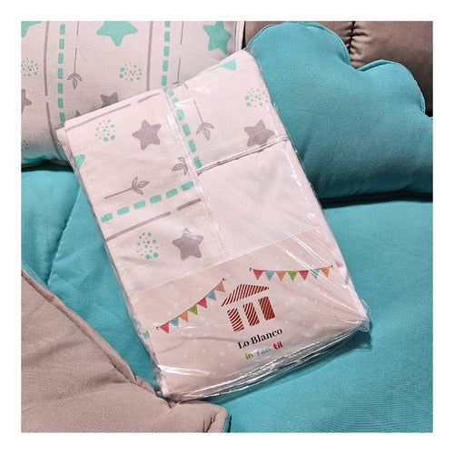 6-Piece Baby Cot Set: Quilt + Bumper + 3 Cushions + Sheets 26