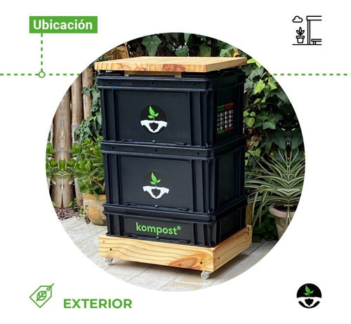 Kompost® Urban Wooden Balcony Home Compost 40L B+T F 1