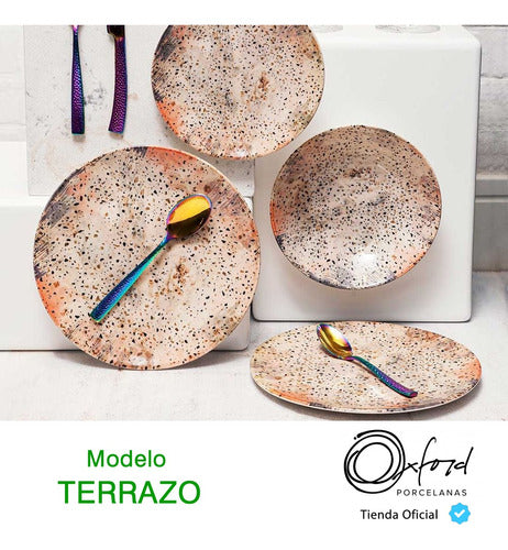 Oxford Juego De Vajilla Tazas Desayuno Decorados 8 Piezas 4