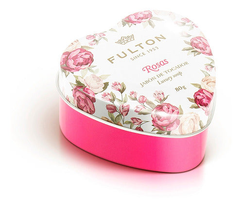 Fulton Heart-Shaped Tin Soap Roses Pack of 12 - Closed Box 1