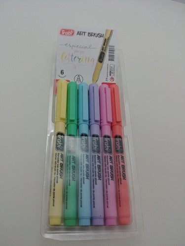 Trabi Art Brush Lettering Markers Set of 6 Pastel 1