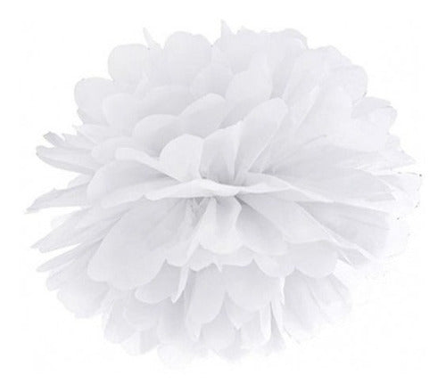 Le Monde White Tissue Paper Pom Poms Set of 6 - 15cm 0