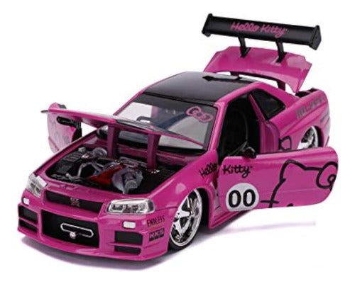 Jada Toys Hello Kitty 1:24 Nissan Skyline Gt-r R34 Coche De 4