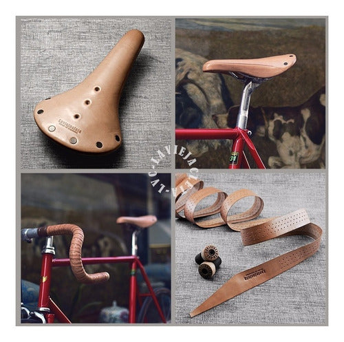 Leather Bicycle Saddle + Straps for Fixie Fixed Gear Racing 2