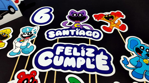 MuchoEvento Adorno Torta Deco Cumple Smiling Crittters Personalizado 3