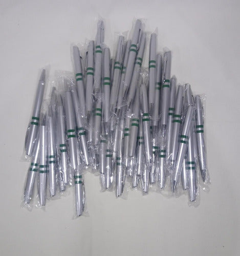 Emax Retractable Plastic Ballpoint Pen Silver Pack of 50 Units + Case 2