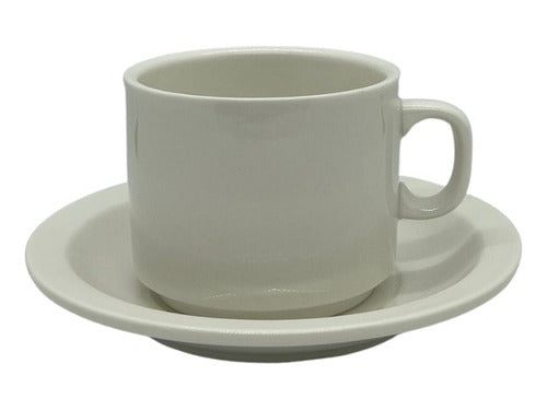 Cool Bazar Taza Desayuno Recta Cafeteria Con Plato Porcelana X1 Unidad 0