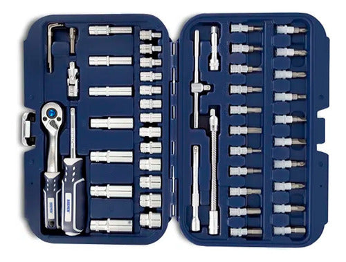 Bremen 53-Piece Socket Wrench Set with Accessories and Bits 1/4" 0
