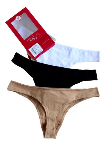 Pack of 2 Smooth Cotton Lycra Thong Panties Mora A013 1