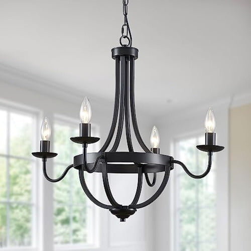 Lizztree Black Farmhouse Chandelier, 4 Lights 0