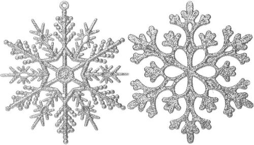 Wironlst Christmas Glitter Snowflake Ornaments, Set of 40 Plastic Silver Snowflake Decorations 0