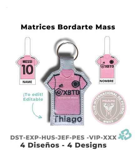 Inter Miami Messi Camiseta Keychain Embroidery Design Matrix 1
