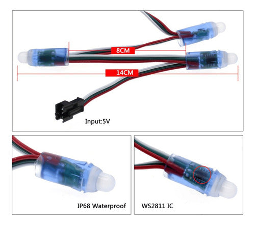 RGB Smart WS2811 Pixel LED Strip 50x 5V IP68 - Hobbytronica 2