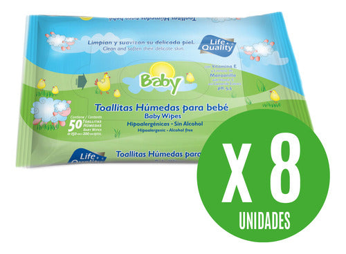 Toallitas Humedas Para Bebe Life Quality X50 Pack 8 Unidades 1