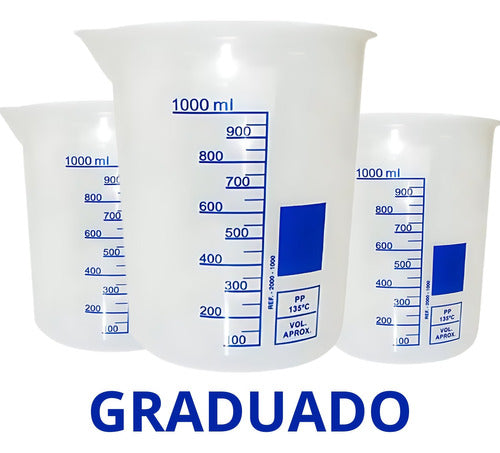 3x Becker 1000ml Plástico Graduado Copo Jarra  Bequer Nalgon 7