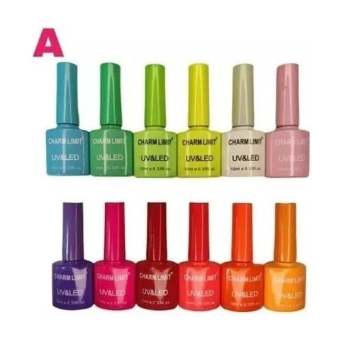 Kit X12 Semi-Permanent Nail Polishes Charm Limit UV 5