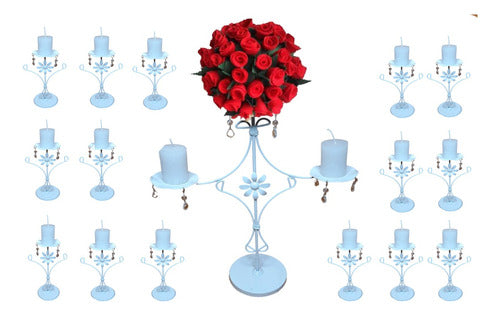 Set of 20 Candle Holders Plus 1 Central Piece with Cairel Pearls 0