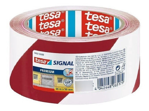 Tesa Signal Premium Striped Tape Red/White 50mm X 66m 0