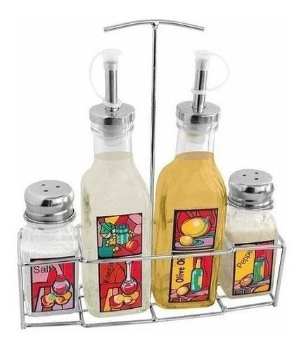 Carol Set of 4 Condiment Containers with Chrome Display 0