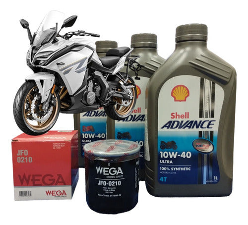 Shell Kit Service Cf Moto 650 Gt + Shell Sintético + Filtro Wega 0