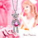 J.NINA Teddy Bear Pendant Necklace in Rose Pink with Swarovski Crystals 2