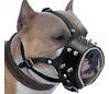 Leather Dog Muzzle Anti-Bite Chew Bark with Studs 2