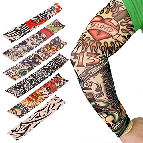 AKStore Temporary Sunscreen Arm Sleeves for Fake Tattoos 4