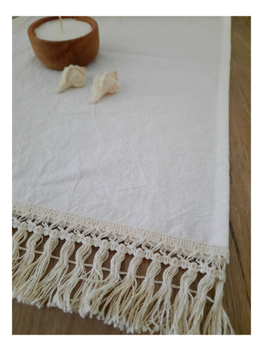 Tusor Table Runner with Fringe Finish 0