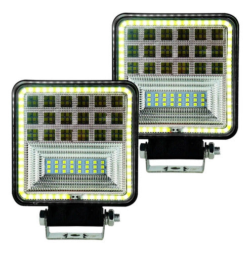 Square LED Headlight X2 with Angel Eye - 12v / 24v Colors 0