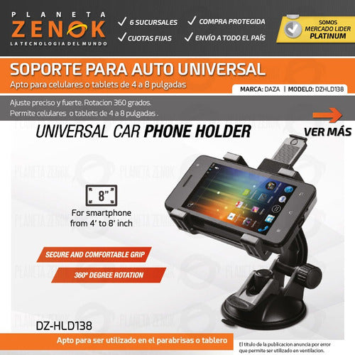 Universal Car Vehicle Support for Cellphones and GPS with Suction Cup Mount 1