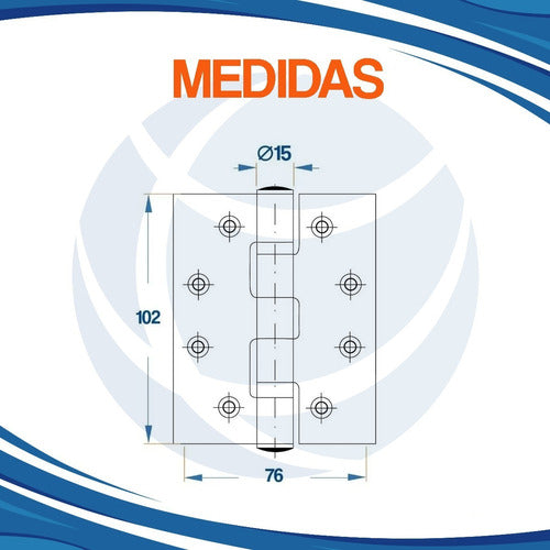 Bisagra Tipo Munición Libro 102x76mm Acero Inoxidable Hafele 1