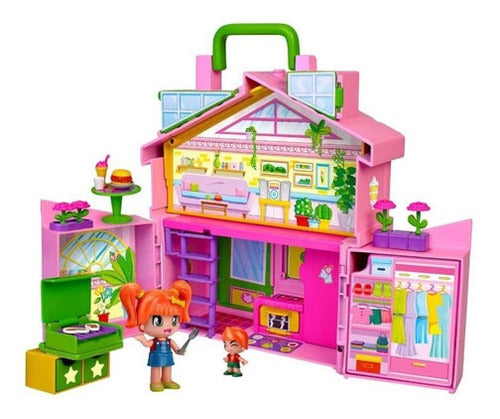 Pinypon Pink House in Suitcase with Doll and Accessories 1