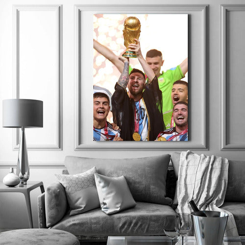 Ahi Tenes la Puerta Cuadro Leo Messi 60x90 Argentina Campeón Copa Del Mundo 2