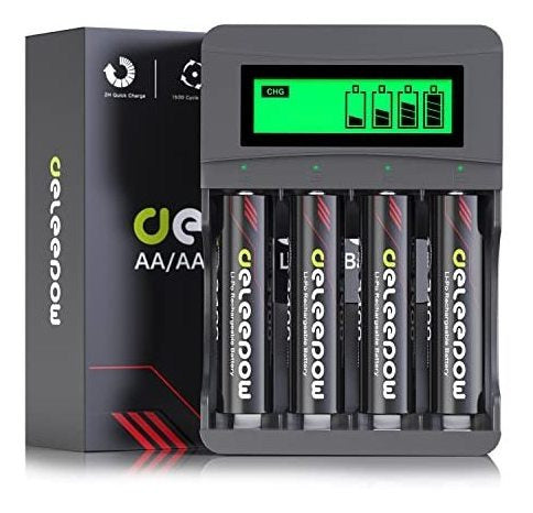 Deleepow Rechargeable AA Lithium Batteries 1.5V Pack of 4 + USB Charger 0